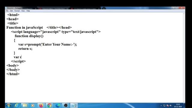 javaScript Tutorial For Beginners  | 20. Function with return type | javaScript