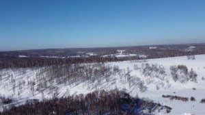 Скала Шуруп и долина реки Каменка с квадрокоптера зимой