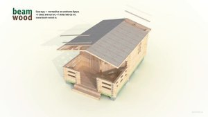 Садовый домик из бруса 3x4,6 с верандой (сборка 3d)