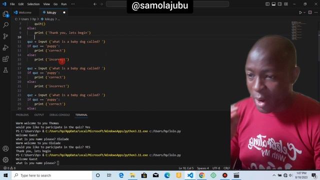 python project for beginners- QUIZ GAME TUTORIAL