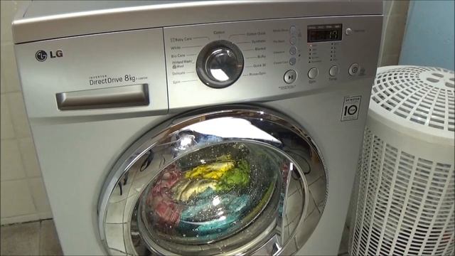 Quick wash LG F1289TD5 washing machine, 1200 rpm 30 degrees wash program test example movie. 276