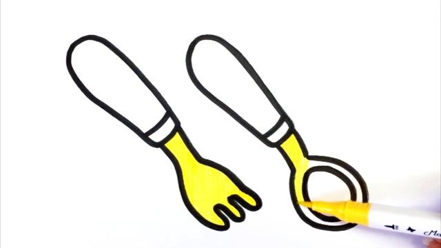 Сурет салу қасық және шанышқы | Как нарисовать ложку и вилку | How to draw a spoon and fork смотреть онлайн