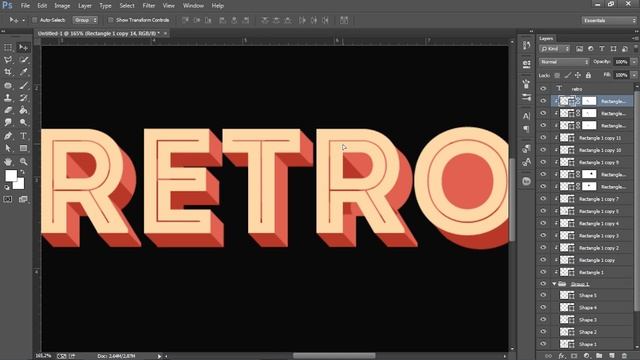 Create a retro design with shadow. tutorials text effects photoshop typography