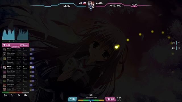 Mathi | Hana - Sakura no Uta [litoluna's Extra] 1st +HDDT FC 99.58% {#1 791pp FC} - osu!