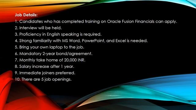 Hiring Oracle Fusion Financials Trained Freshers | Per month 20000 INR Take Home смотреть онлайн