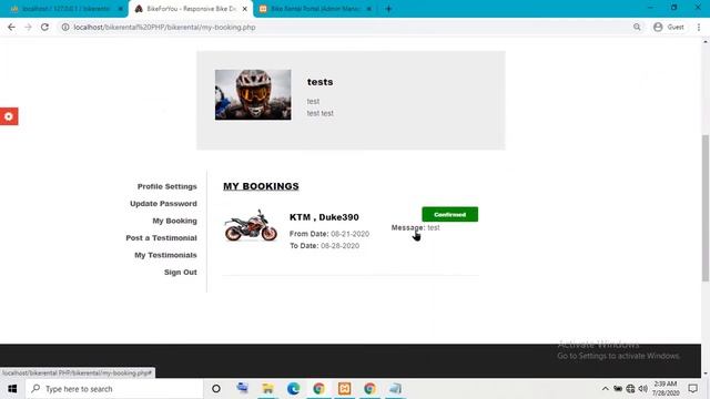 Bike Rental Management System in PHP MySQL with Source Code