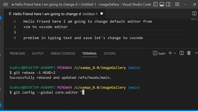 Change git default editor to VS Code | Git tutorial