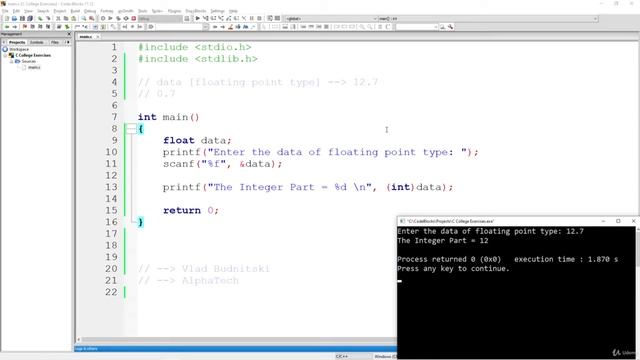 C Programming Example: Removing Decimal Part from an Integer