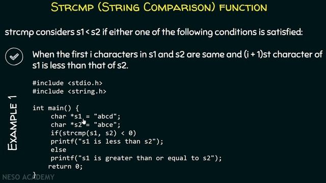 String Comparison Function - strcmp()