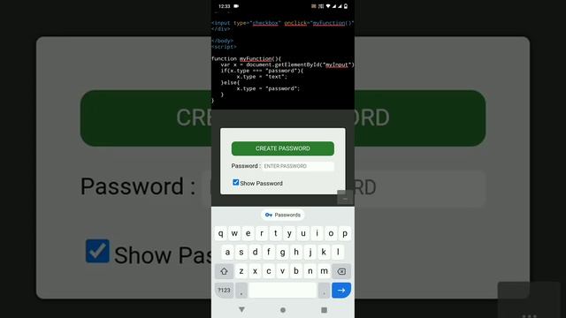 Password Hide & Show Using Javascript Html Css