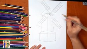 Как нарисовать мельницу. Онлайн-школа рисования "Малевашки"