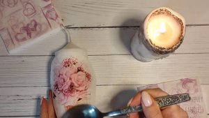 Горячий декупаж на свечах (миниурок)