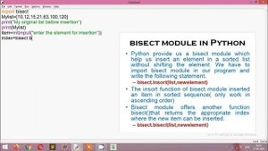 bisect module in Python |Insertion an element in the list|data structure
