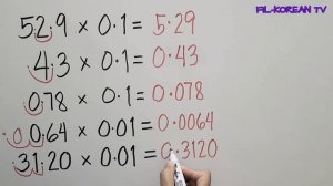 Multiplying Mentally Decimals up to Two Decimal Places by 0.1, 0.01, 10 and 100