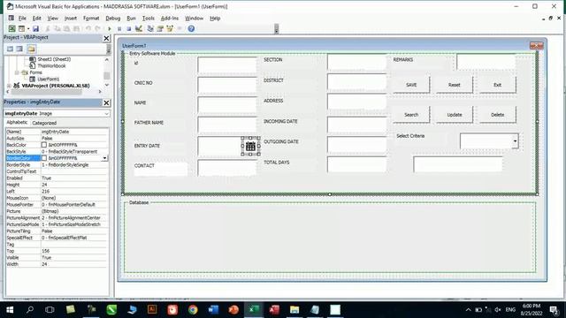 Automatic Information Management system in excel advance|| Save||reset||exit||search VBA code||P-I