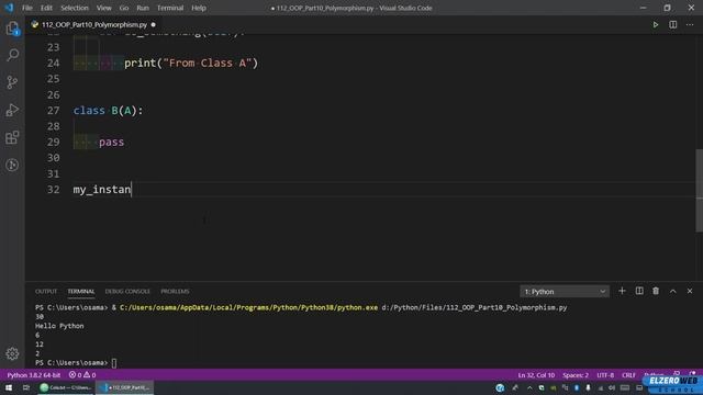 Learn Python in Arabic #112 - OOP Part 10 - Polymorphism смотреть онлайн