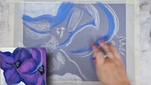 How to draw Georgia O'Keeffe chalk pastel flowers. смотреть онлайн