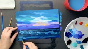 МОРЕ И МАЯК • Рисование акрилом для начинающих • Как нарисовать море красками • Пошаговое рисование