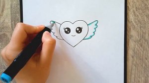 Как нарисовать милое сердечко с крыльями