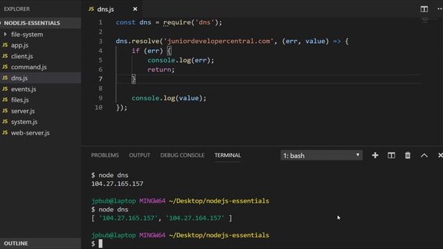 NodeJS Essentials 09: DNS Module смотреть онлайн