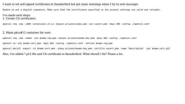 Self-signed certificates for thunderbird смотреть онлайн