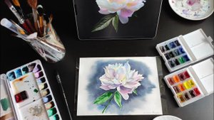 Как рисовать акварелью пионы. Уроки рисования. Акварель для начинающих.