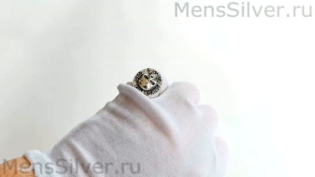 Серебряный Рокерский Перстень "Punks Not Dead" Мужской с Черепом смотреть онлайн