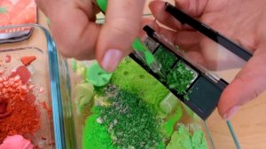Strawberry vs Lime - Mixing Makeup Eyeshadow Into Slime ASMR