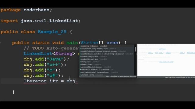 LinkedList Example to reverse a list of elements | Java Tutorial смотреть онлайн