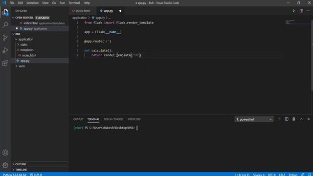 Python flask tutorial for beginners | Simple Project using Python Flask | BMI calculator