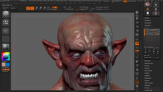 Уроки по ZBrush 4R7. Занятие 24. Layers (слои)
