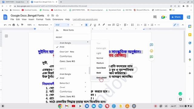 How to change bengali font style in Google docs #googlefonts #googledocs