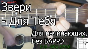 Звери - Для тебя (Видео урок) Как играть на гитаре. Для начинающих Без Баррэ