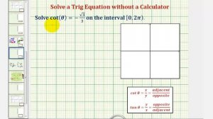 Ex: Solve cot(x)=a  Without a Calculator