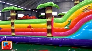 Надувной батут "Хамелеон и динозавры" 12x7x6 м от БатутМастер