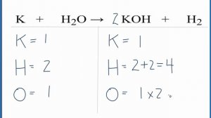 How to Balance K + H2O = KOH + H2   (Potassium + Water)