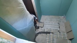 Плитка на электрический тёплый пол в ванной частного дома/бетонный пол на деревянном основании