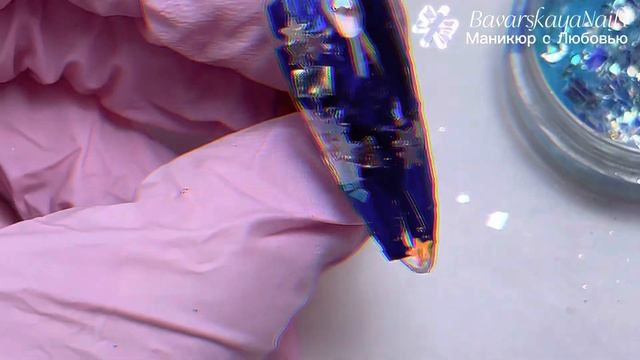 Аквариумный дизайн ногтей.Новогодний вариант ногтей.Суперблестящие ногти.Зима 2023