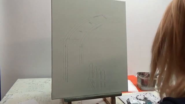 Как рисовать розу или как нарисовать цветы когда они растут вокруг беседки.Часть 1- Рисуем беседку смотреть онлайн