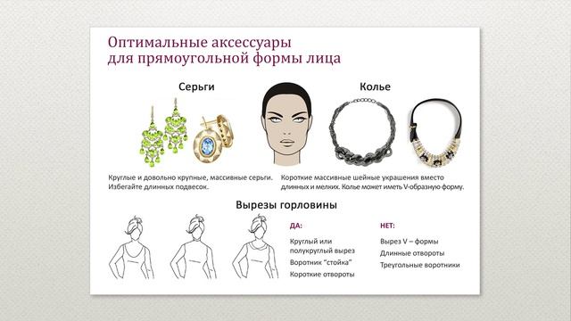 Карточки стилиста по подбору аксессуаров и вырезов по форме лица смотреть онлайн