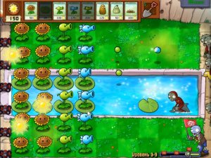 Plants vs Zombies / Adventure 1 Pool 9 / Растения против Зомби / Прохождение
