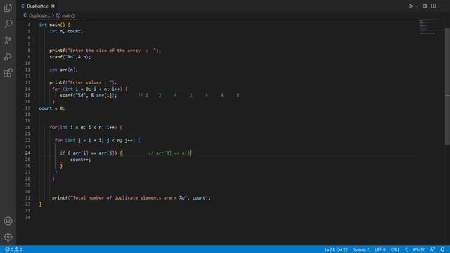 count number of duplicate elements in array