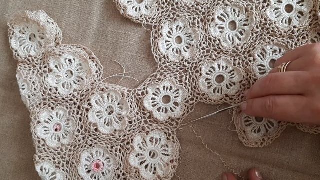 Вязание крючком ,соединение мотивов (Проект Флора) смотреть онлайн