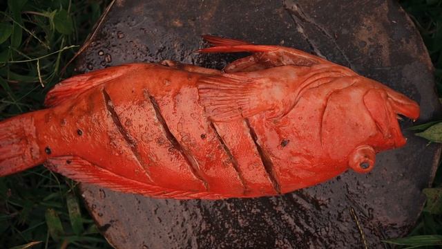 Жареный морской окунь - рецепт на костре