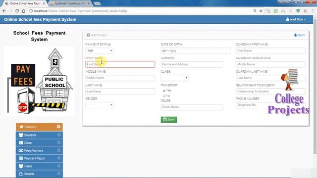 Online School Fees Payment System Project in PHP | MYSQLI | HTML | CSS - College Projects