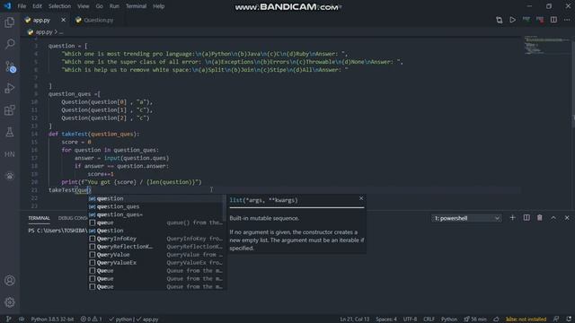 Python quiz app using class and objects 2