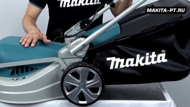 Makita ELM4121 Электрическая газонокосилка с металлической декой шириной 41 см для средних участков смотреть онлайн