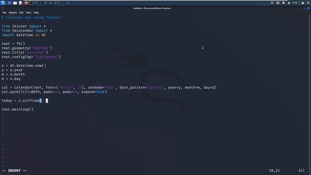 Simple Calendar GUI using Tkinter | Python Mini Project - Leisure Codes