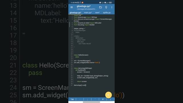 First Hello World App In KivyMD Python