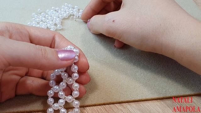 Necklace/Beaded Necklace/Pearl Necklace/Diy/Beaded/Колье своими руками/Жемчужное колье/Как сделать